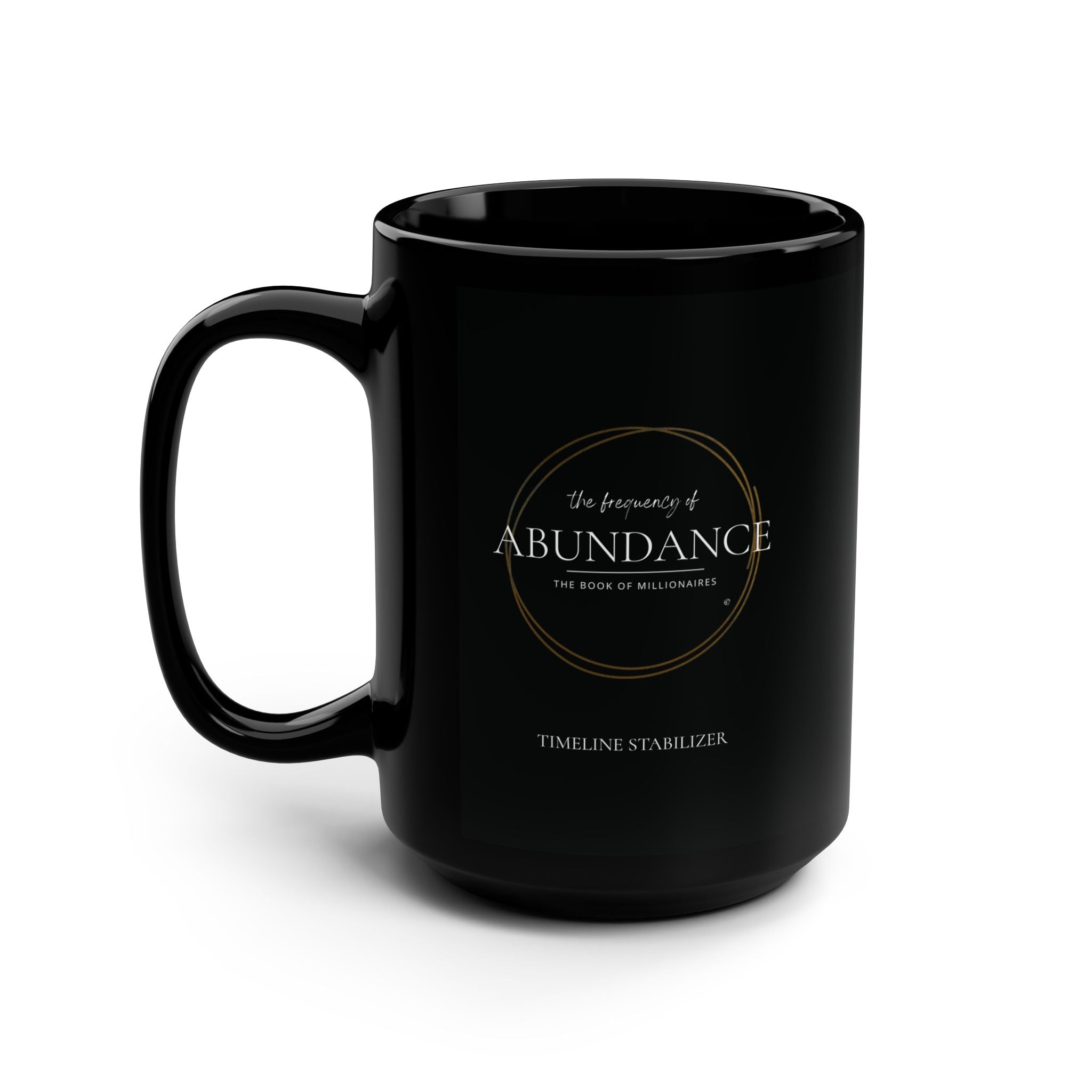 Sleek Black ABUNDANCE Coffee Mug, 15oz -
